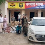 आमस में स्वीफ्ट डिजायर से 354 लीटर विदेशी शराब बरामद, वाराणसी का युवक गिरफ्तार